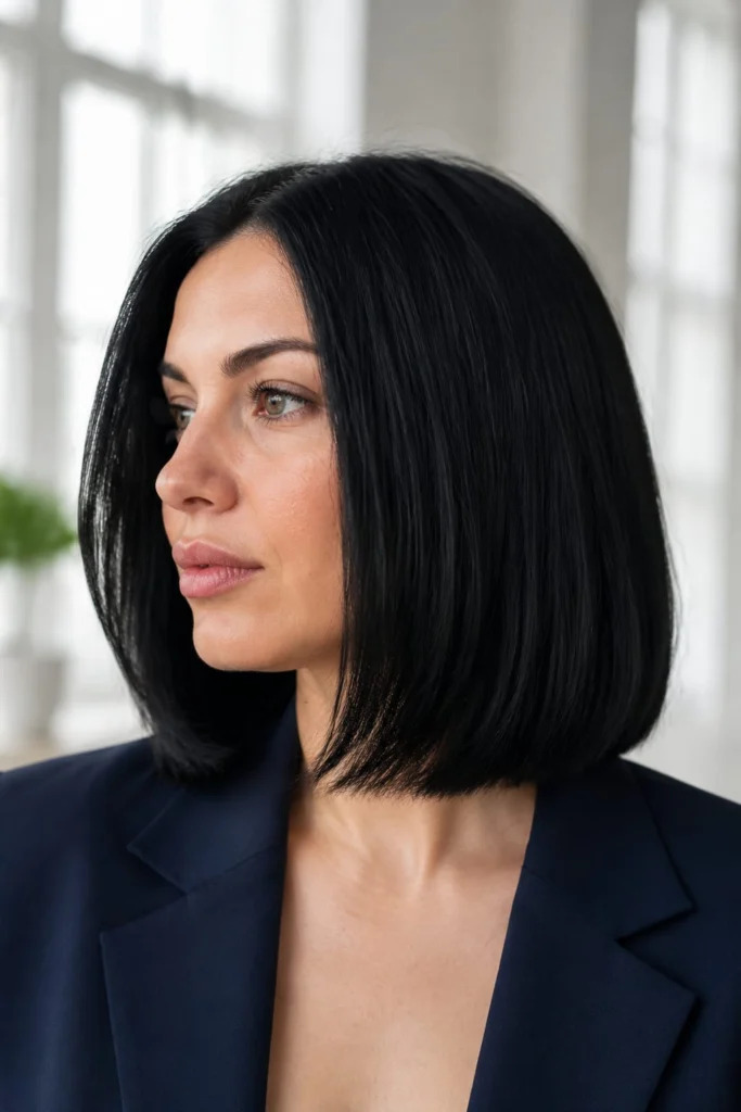Blunt Bob Blowout at Shoulder Bone (Thick Hair)