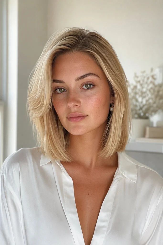 Collarbone-Skimming Blunt Cut Blowout (Fine Hair)