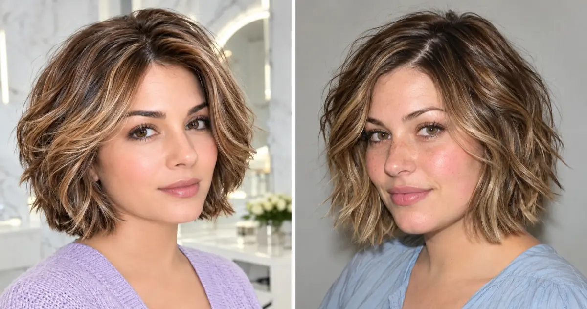 20 shaggy messy layered bob hairstyles with choppy layers, wispy bangs, and textured ends
